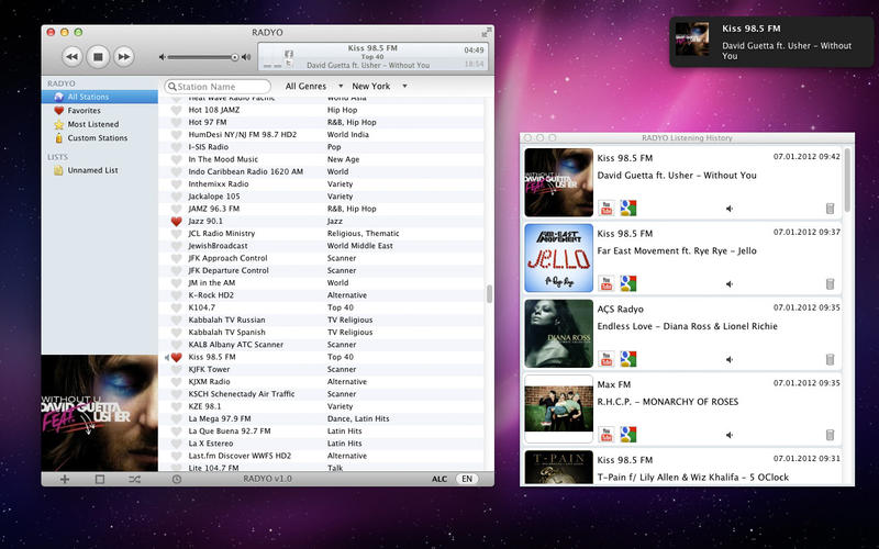 Screenshot della schermata principale di Advanced Radio Player
