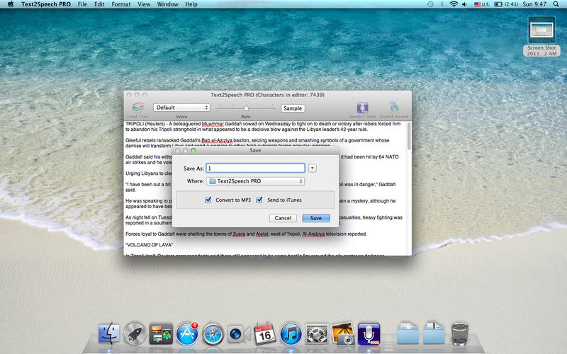 schermata principale di Text2speak pro