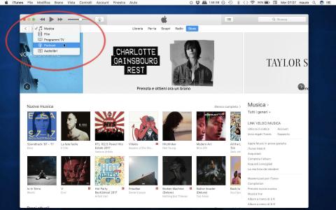 schermata di itunes 12.7