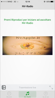 Schermata NvRadio relativa all'app