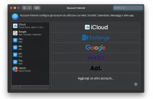 immagine della schermata degli account internet in preferenze di sistema per MacOS 10.14 Mojave