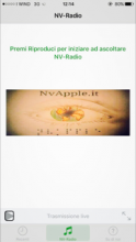 Schermata NvRadio relativa all'app